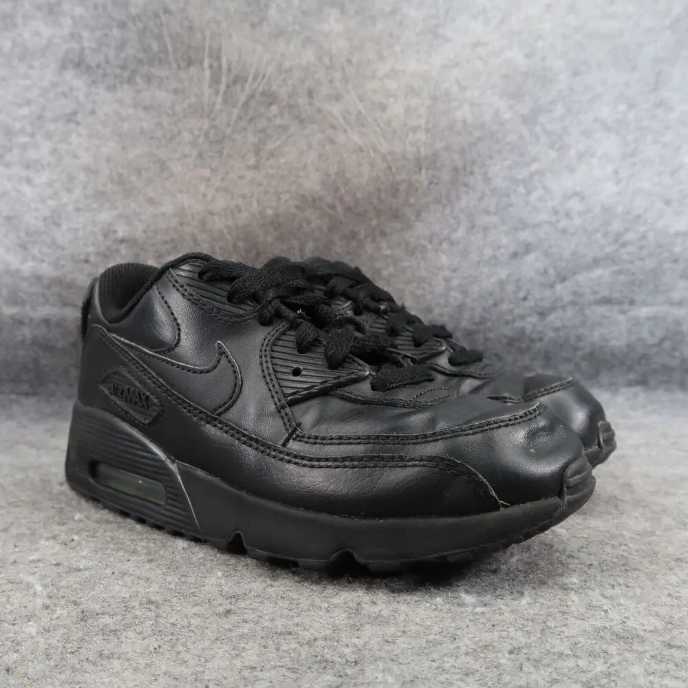 Nike Shoes Kids 2 Sneaker Air Max 90 Black Leather Lace Up Athletic Sport Active
